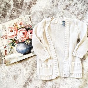 Light tan off-white baby girl sweater jacket
